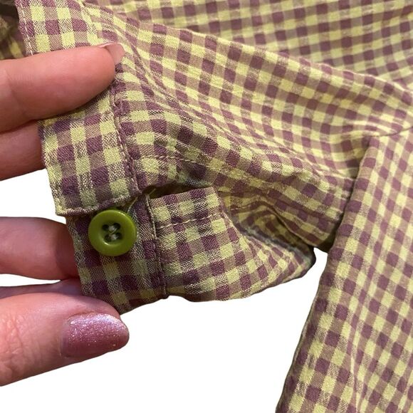 Nasty Gal Size 8 Puff‎ Sleeve Gingham Print Fitted Mini Dress Green Cottagecore - Picture 6 of 9